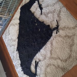 Black Scarf Wrap Hand Made Tied Gothic